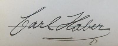 - (Haber, Carl), Von Hand: Name; 'Carl Haber'. 