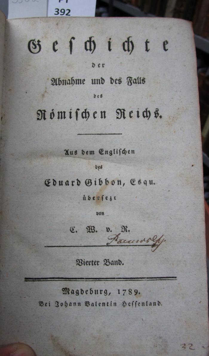 Geschichte der Abnahme und des Falls des Römischen Reichs : Vierter Band (1789)