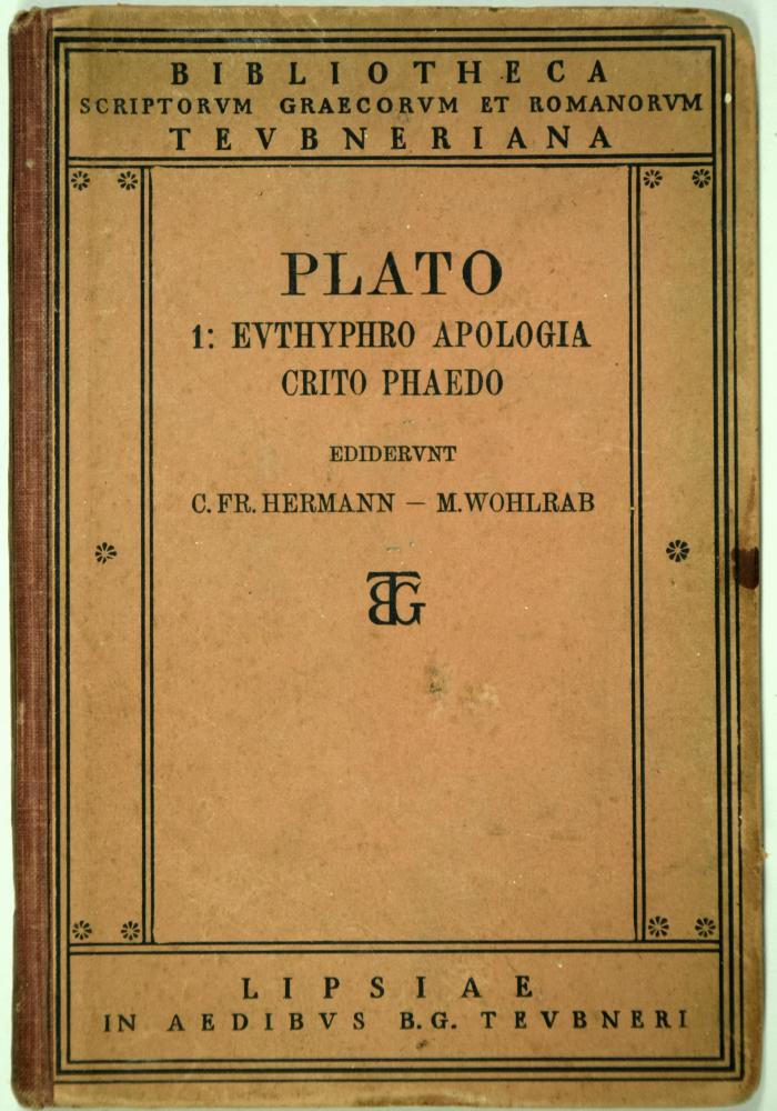 7/204 : Platonis Euthyphro Apologia Socratis Crito Phaedo. Post Carolum Fridericum Hermannum recognovit Martinus Wohlrab. (1914)