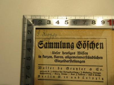 SK 700 R795(2) : Einleitung in die Funktionentheorie (1918);- (Kropp, Gerhard), Von Hand: Autogramm, Name, Datum; 'G. Kropp 1927'. 