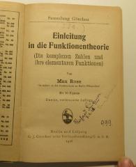 SK 700 R795(2) : Einleitung in die Funktionentheorie (1918)