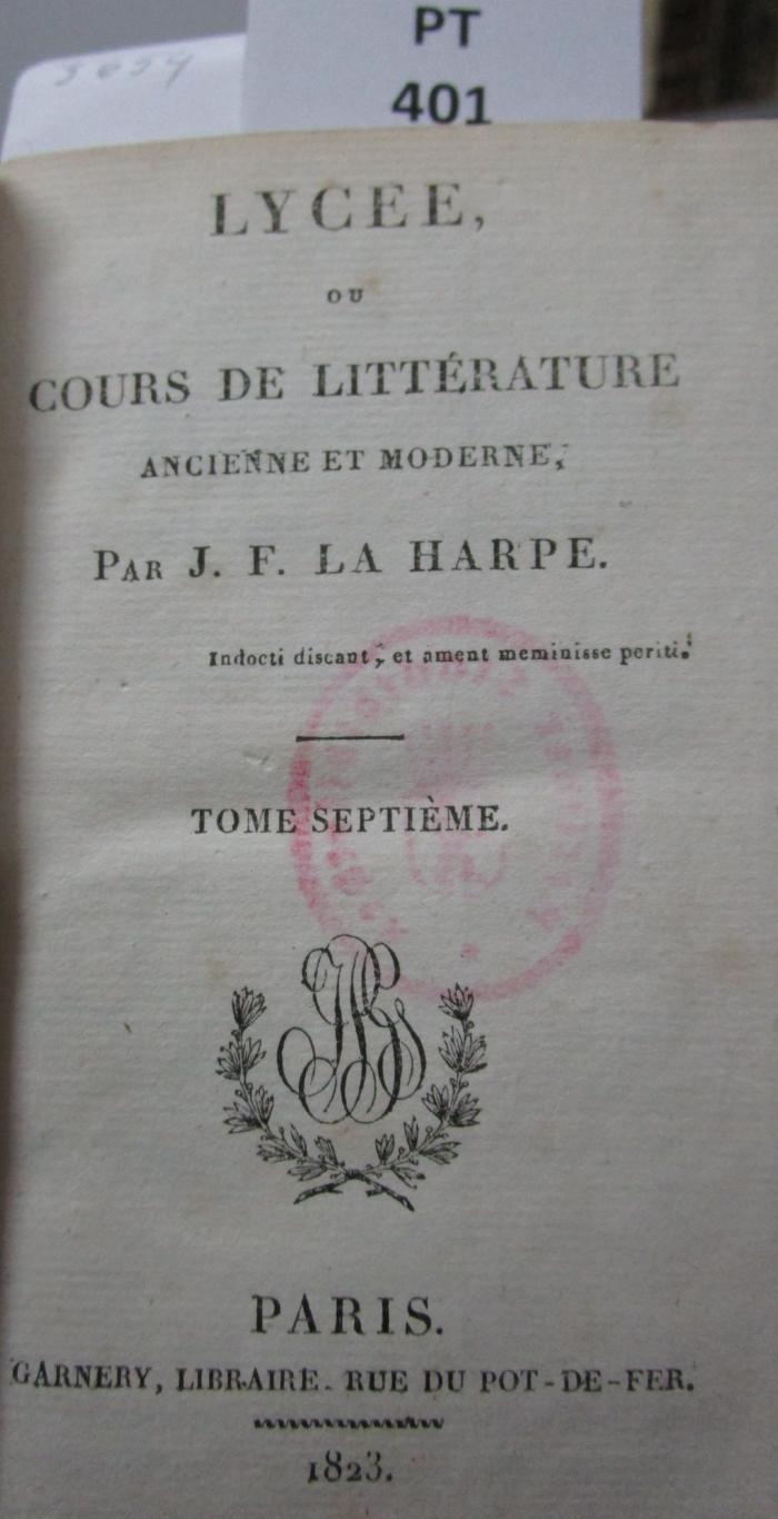  Lycée, ou cours de littérature ancienne et moderne : Tome septième (1823)