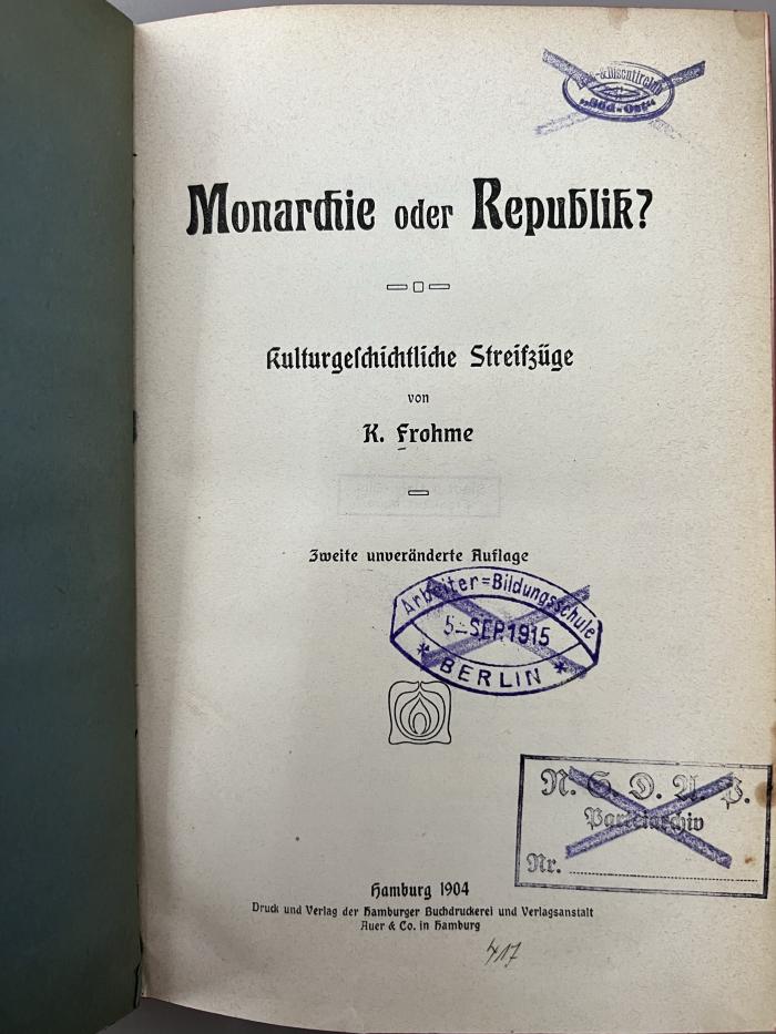 00/12811 : Monarchie oder Republik? (1904)