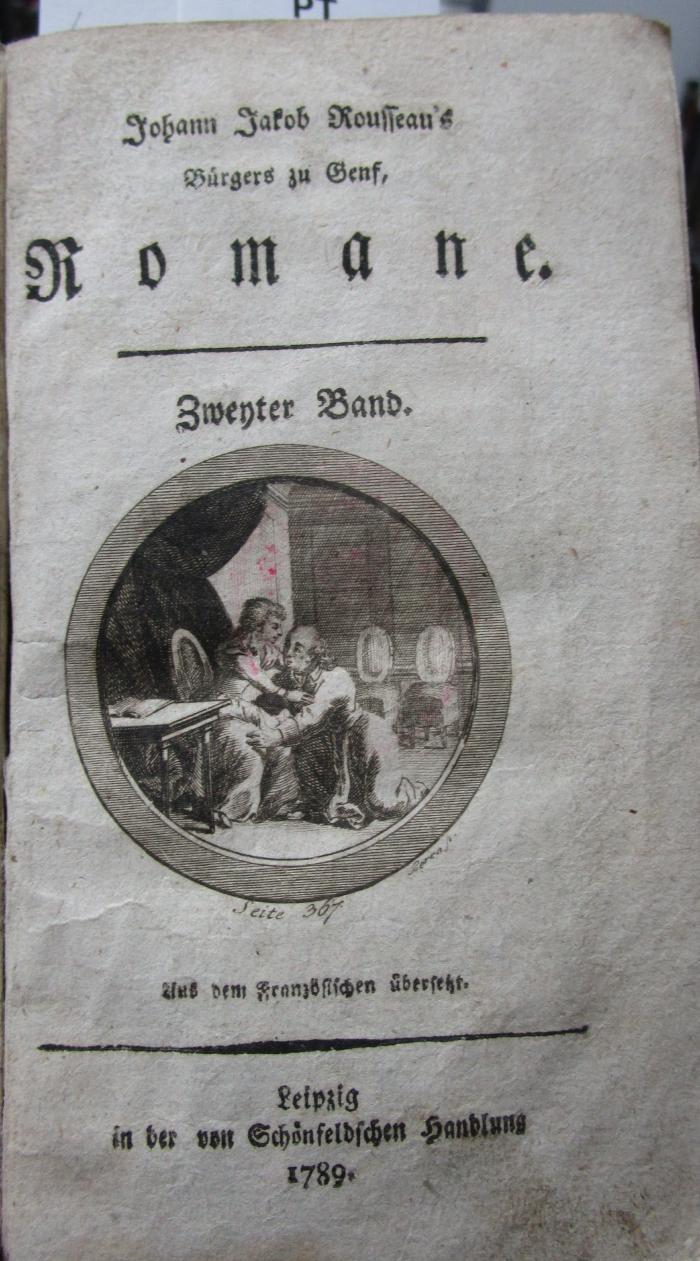  [Johann Jakob Rousseau's Bürgers zu Genf] Romane : Zweyter Band (1789)
