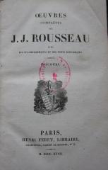  Oeuvres complètes de J. J. Rousseau. 1. Discours (1827)