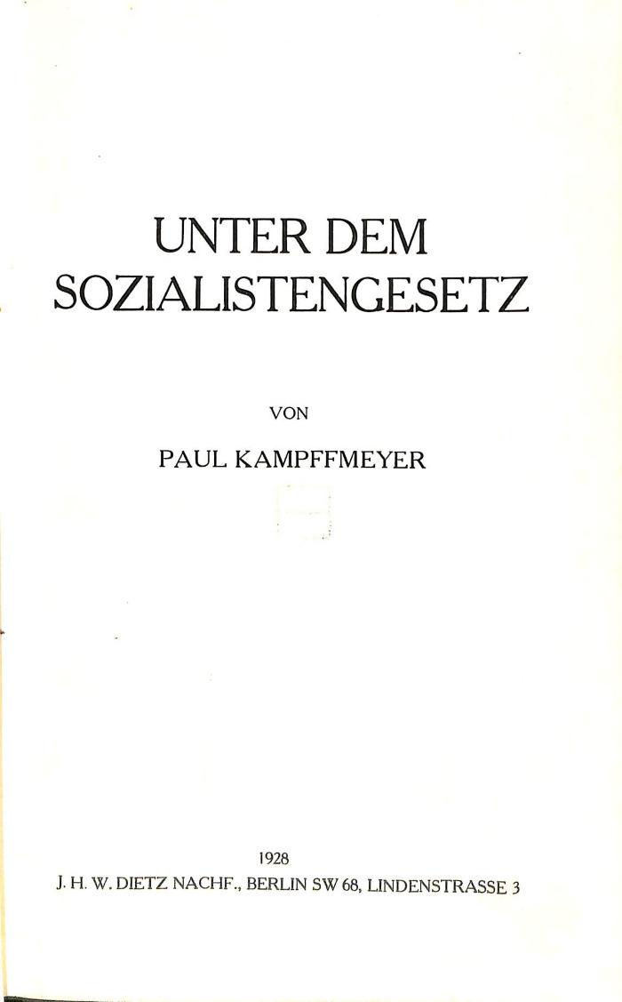 44/14043 2. Ex. : Unter dem Sozialistengesetz (1928)