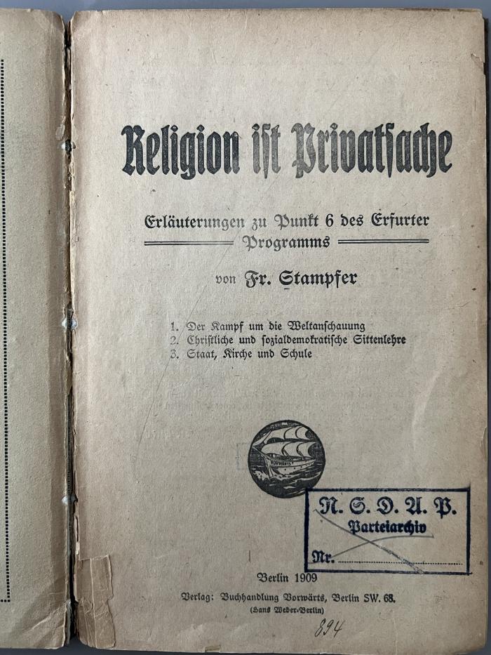 00/12891 : Religion ist Privatsache (1909)
