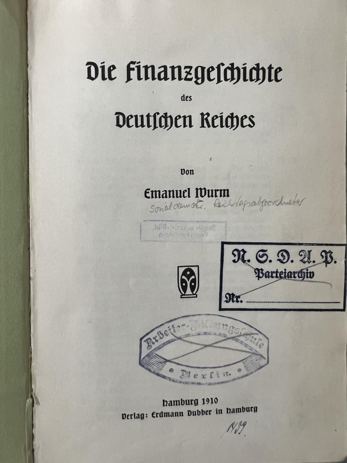 00/12908 : Die Finanzgeschichte des Deutschen Reiches (1910)