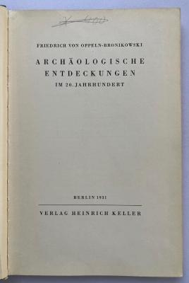LE 3800 O62 : Archäologische Entdeckungen im 20. Jahrhundert (1931)