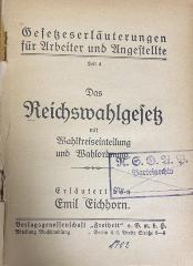 00/11793 : Das Reichswahlgesetz (1920)