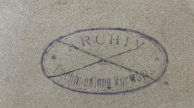 - (Redaction "Vorwärts"), Stempel: Berufsangabe/Titel/Branche, Name; 'Archiv Buchhandlung Vorwärts'.  (Prototyp)