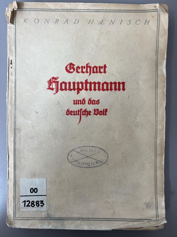 00/12883 : Gerhart Hauptmann und das deutsche Volk (1922)