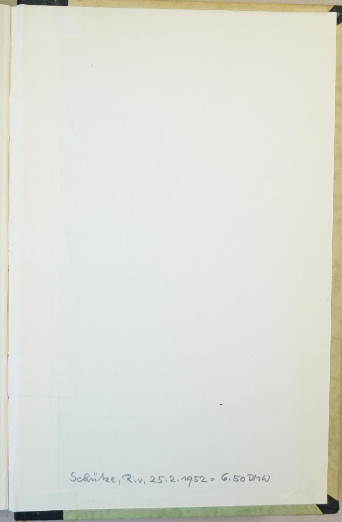 -, Von Hand: Buchbinder; 'Schütze, R.v. 25.2.1952 = 6.50 DMW'