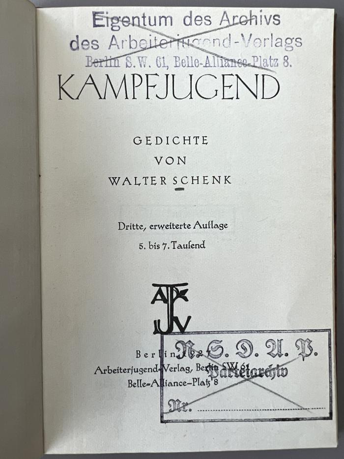 00/12833 : Kampfjugend : Gedichte (1927)