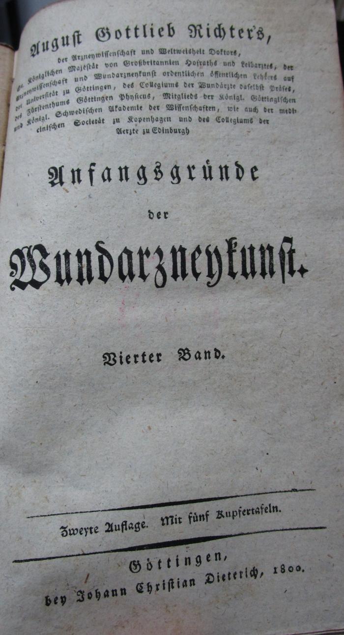  Anfangsgründe der Wundarzneykunst : Vierter Band (1800)
