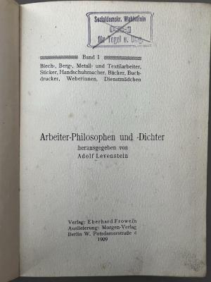 00/12899 : Arbeiter-Philosophen und -Dichter (1909)