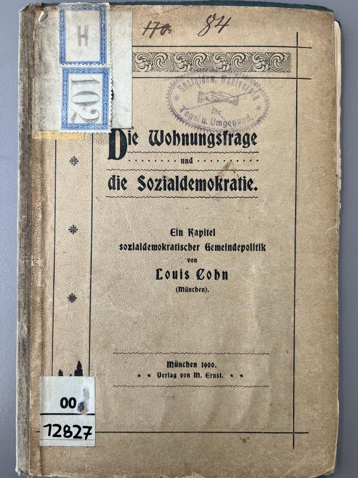 00/12827 : Die Wohnungsfrage und die Sozialdemokratie (1900)