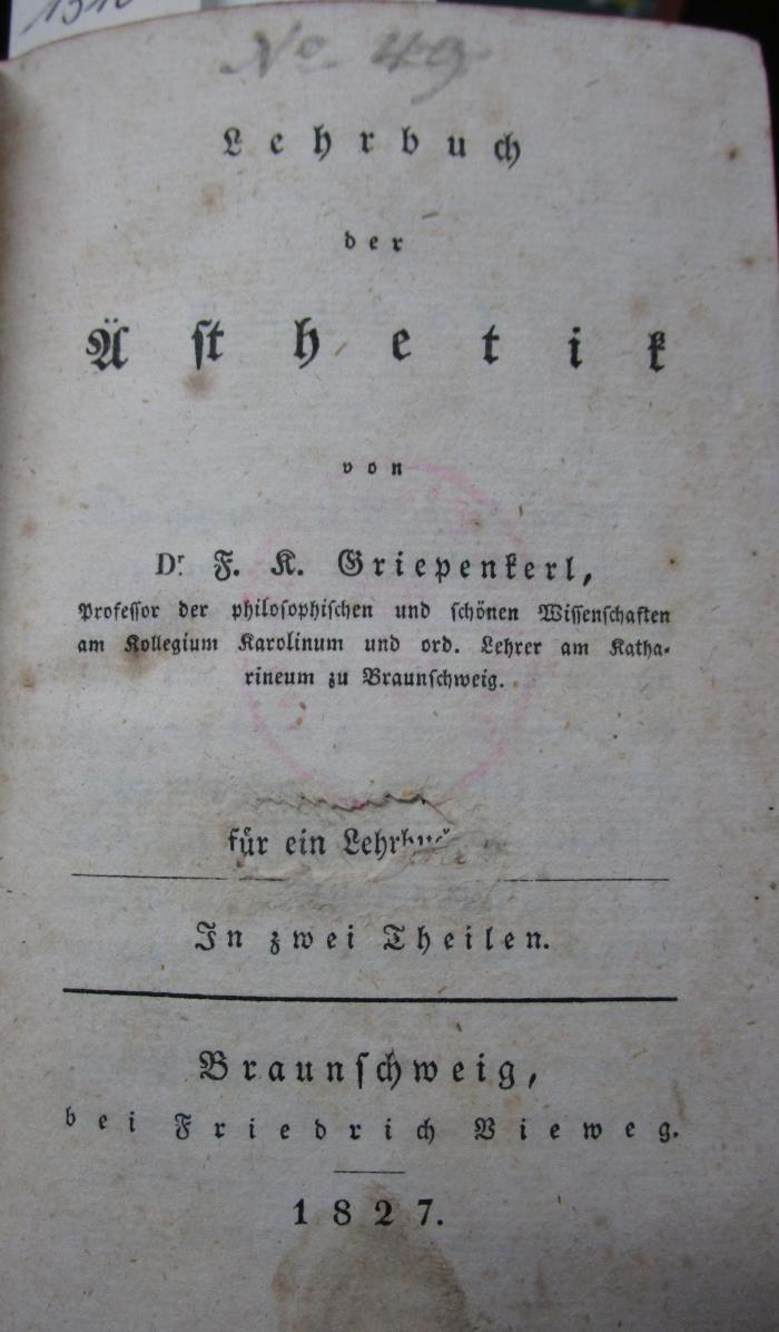 Lehrbuch der Ästhetik (1827)