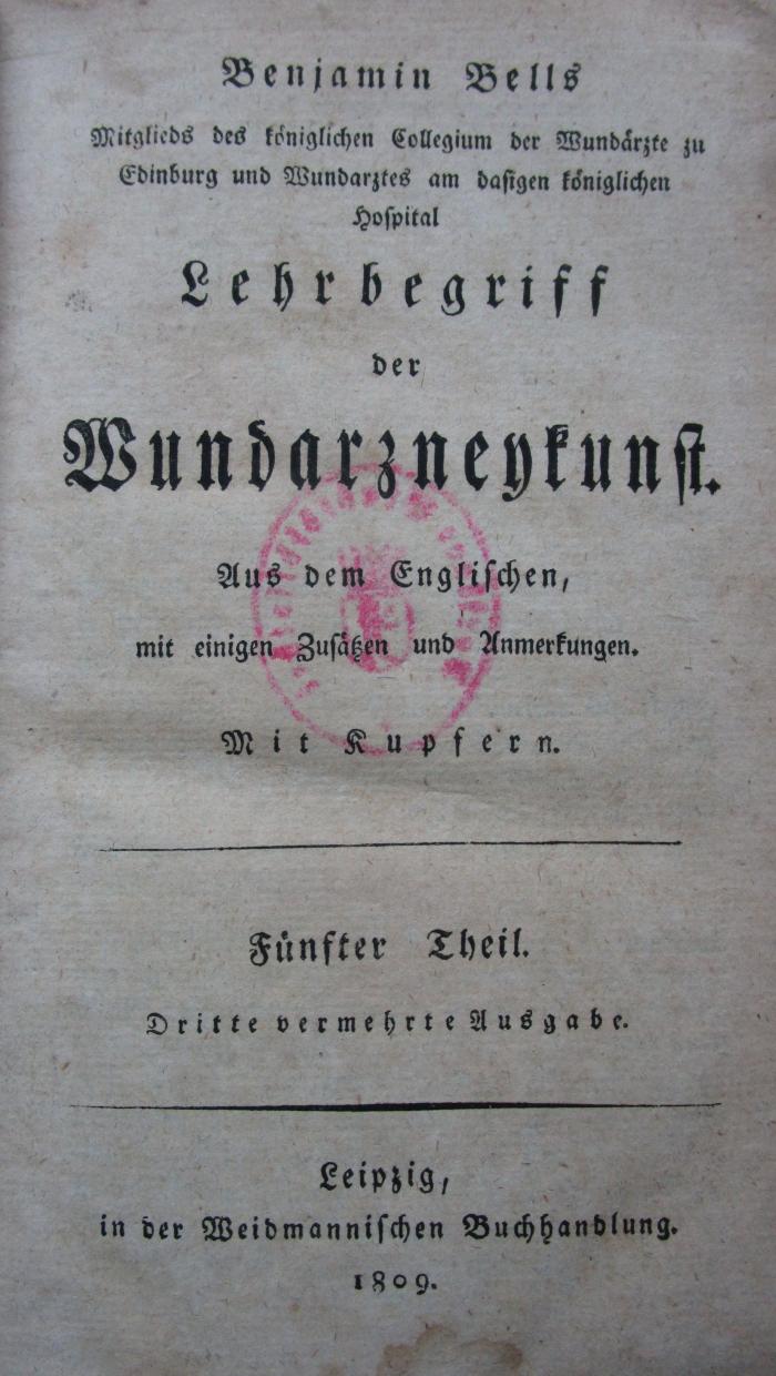 Lehrbegriff der Wundarzneykunst : Fünfter Theil (1809)