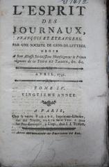  L' esprit des journaux, français et étrangers par une société de gens-de-lettres : Avril 1791, Tome IV (1791)
