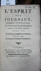  L' esprit des journaux, français et étrangers par une société de gens-de-lettres : Mars 1792, Tome III (1792)