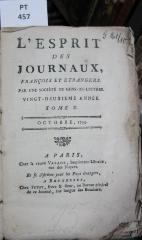  L' esprit des journaux, français et étrangers par une société de gens-de-lettres : Octobre 1793, Tome X (1793)