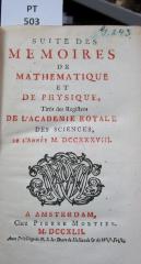  Suite des mémoires de mathématique et de physique tirés des régistres de l'Académie Royale des Sciences : MDCCXXXVIII (1742)