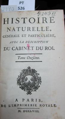  Histoire Naturelle, Générale Et Particuliére, Avec La Description Du Cabinet Du Roi : Tome Onzième (1758)