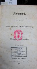  Kosmos : Entwurf einer physischen Weltbeschreibung. Dritter Band (1850)