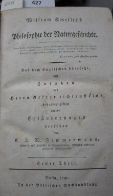  Philosophie der Naturgeschichte : Erster Theil (1791)