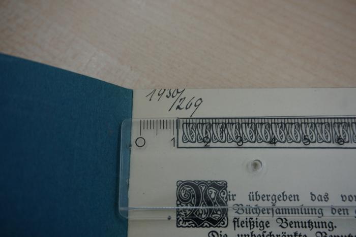 - (Grosse Landesloge der Freimaurer von Deutschland), Von Hand: Inventar-/ Zugangsnummer; '1930/269'. 