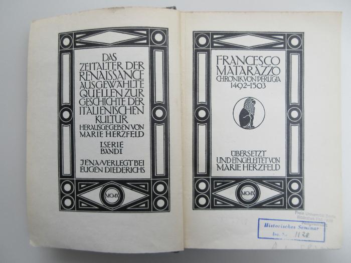 ausgesondert : Chronik von Perugia 1492 - 1503 (1910)