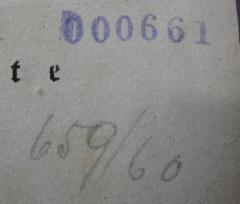 - (Pröscholdt, Max), Stempel: Nummer; '000661'. 