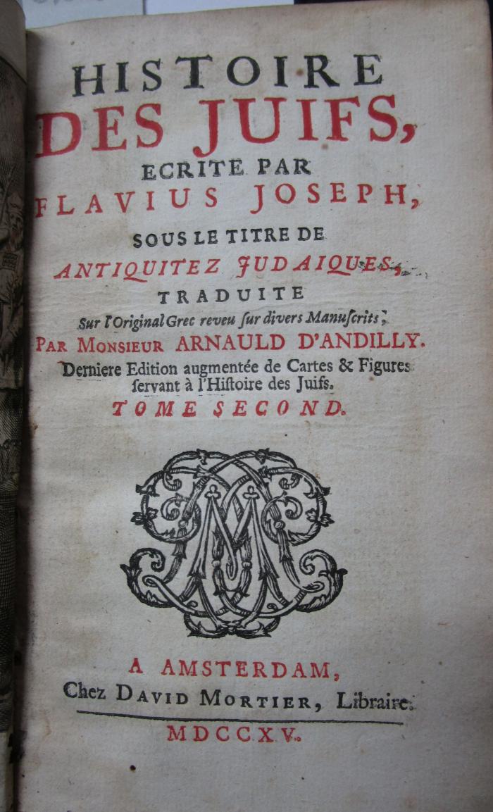 Histoire des Juifs : Tome second (1715)