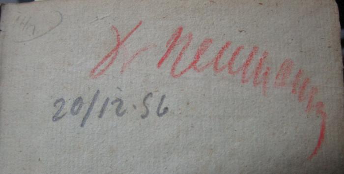  Versuch einer Statistik des preussischen Staates für Freunde der Wissenschaft, Geschäftsmänner und höhere Unterrichtsanstalten (1819);- (Neumann, [?]), Von Hand: Autogramm, Name; 'Dr. Neumann'. ;- (unbekannt), Von Hand: Datum; '20/12. 86'. 