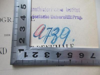 - (Kunsthistorisches Institut k.k. deutsche Universität Prag), Von Hand: Signatur; 'a 789.'. 