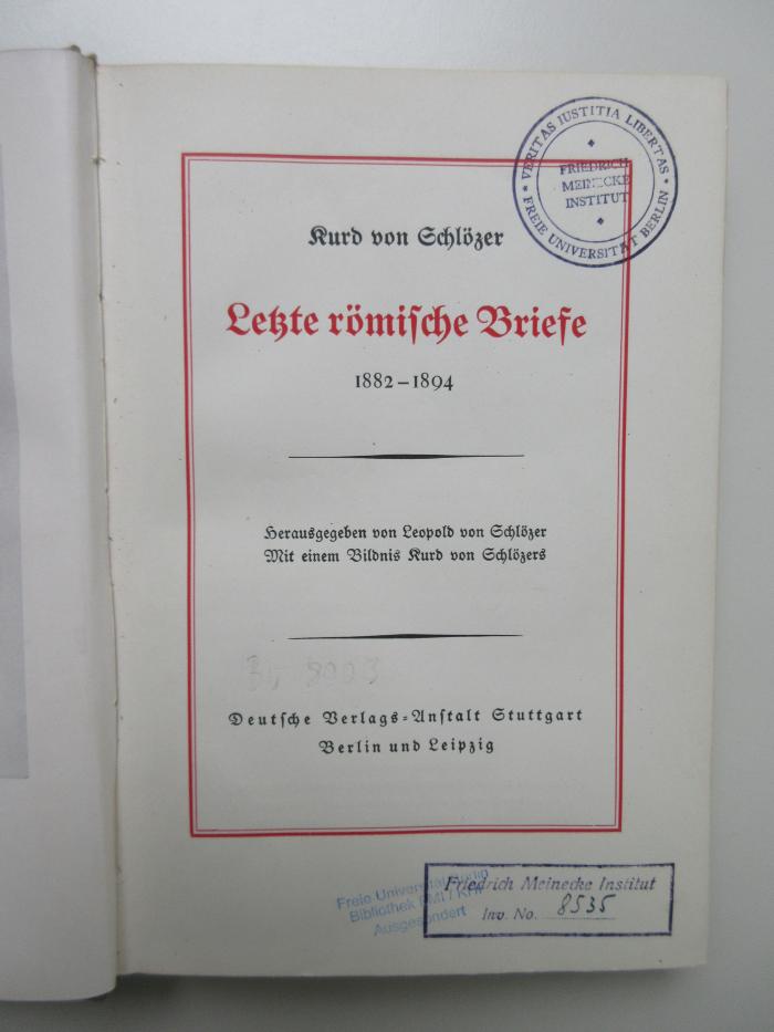 ausgesondert : Letzte römische Briefe 1882 - 1894 (1924)
