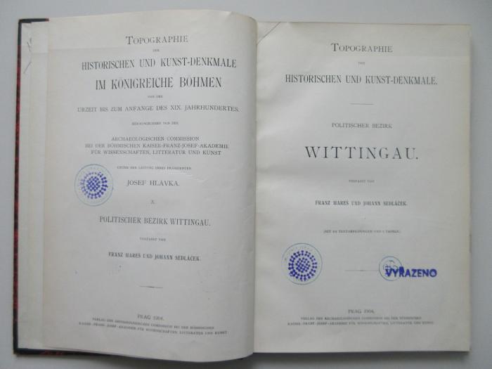 ausgesondert : Topographie der Historischen und Kunst-Denkmale. Politischer Bezirk Wittingau. (1904)