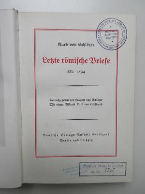 ausgesondert : Letzte römische Briefe 1882 - 1894 (1924)
