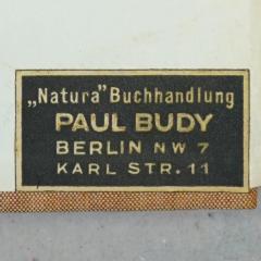 - (Natura ;Budy, Paul), Etikett: Buchhändler; '"Natura" Buchhandlung
PAUL BUDY
BERLIN N W 7
KARL STR. 11'. 