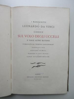 X-Leo-469c-493-rara-2 : I Manoscritti di Leonardo da Vinci codice sul Volo degli Uccelli e varie altre Materie. (1893)