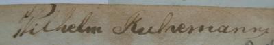  Declamatorium : Auswahl ernster und heiterer Dichtungen zum Vortrage in öffentlichen und Privat-Gesellschaften. Sechstes Heft (1841);- (Ruhemann, Wilhelm), Von Hand: Autogramm, Name; 'Wilhelm Ruhemann'. 