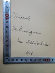 - (Wechssler, Eduard), Von Hand: Widmung; 'Ed Wechssler 
In Erinnerung an den Delbrückabend 1928
'. 