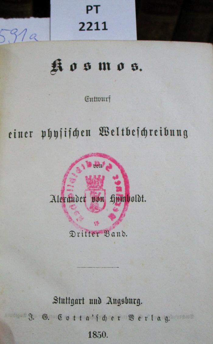  Kosmos : Entwurf einer physischen Weltbeschreibung. Dritter Band (1850)
