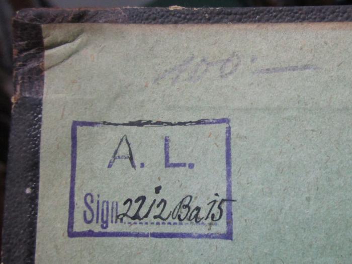- (L., A. [?]), Stempel: Initiale, Signatur; 'A. L.
Sign. ........'.  (Prototyp); Slovan : časopis věnovaný politickým a v°ubec veřejným záležitostem slovanským, zvlášté českým. Říjen, Listopad, Prosinec (1850);- (unbekannt), Von Hand: Preis; '100.-'. ;- (unbekannt), Von Hand: Signatur; '22;2 Ba 15'. 