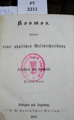  Kosmos : Entwurf einer physischen Weltbeschreibung. Dritter Band (1850)
