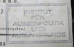G93 / 1603 (Deutsches Auslandswissenschaftliches Institut (Berlin)), Stempel: Name, Berufsangabe/Titel/Branche; 'Institut für Aussenpolitik und Auslandskunde'.  (Prototyp)
