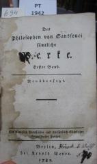  Des Philosophen von Sanssouci sämtliche Werke. Erster Band (1782)