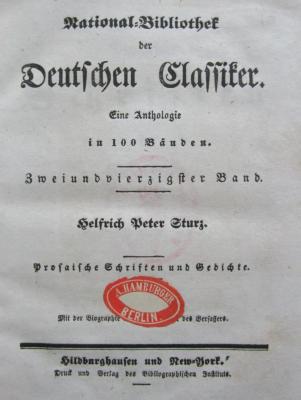 Ch 548 2. Ex.: Nationalbibliothek der Deutschen Classiker : Eine Anthologie in 100 Bänden (um 1850)