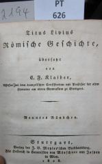  [Titus Livius] Römische Geschichte. Neuntes Bändchen (1828)